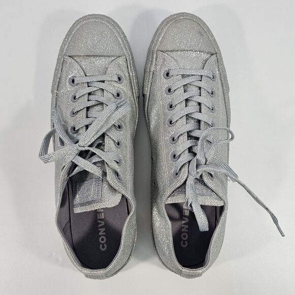 Converse Chuck Taylor All Star Silver Glitter Low Top Sneakers Unisex M 11 W 13
